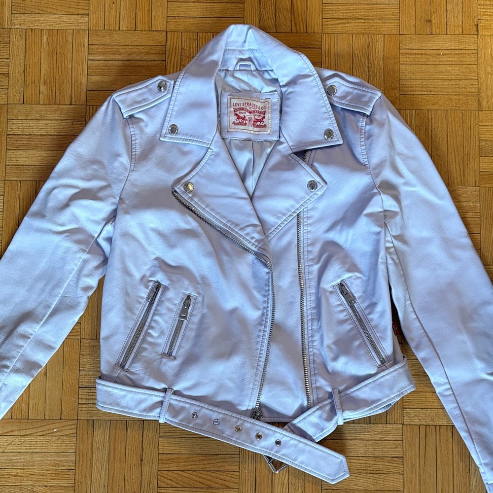 Women's Light Purple Faux Leather Jacket